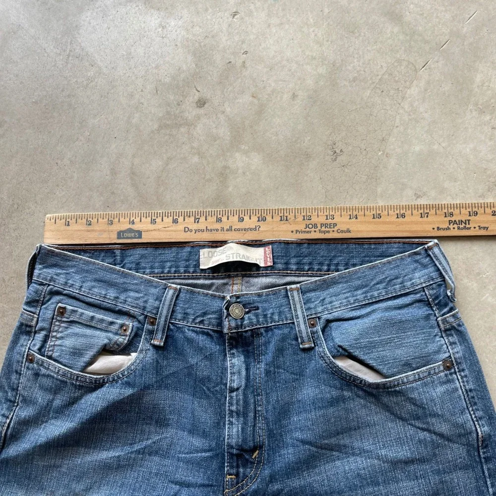 Levis 569 Loose Straight Leg Jeans Mens 37x30 Blue Medium Wash Denim Baggy Fit